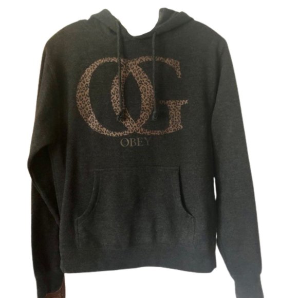 Obey Leopard “Original Gangster” Hoodie Heathered Gray - M - Picture 2 of 8